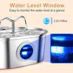 3.2 liter stainless steel pet water fountain with dual water outlets