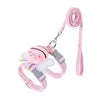 Cartoon character keychain with pink strap on a white background