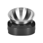 Grey elevated stainless steel pet bowl on a non-slip stand