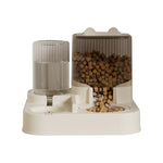Pet food dispenser with two compartments on a white background