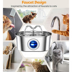 modern stainless steel pet fountain with continuous water flow