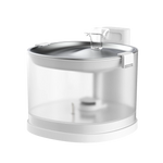 Stainless steel pet water fountain on a white background